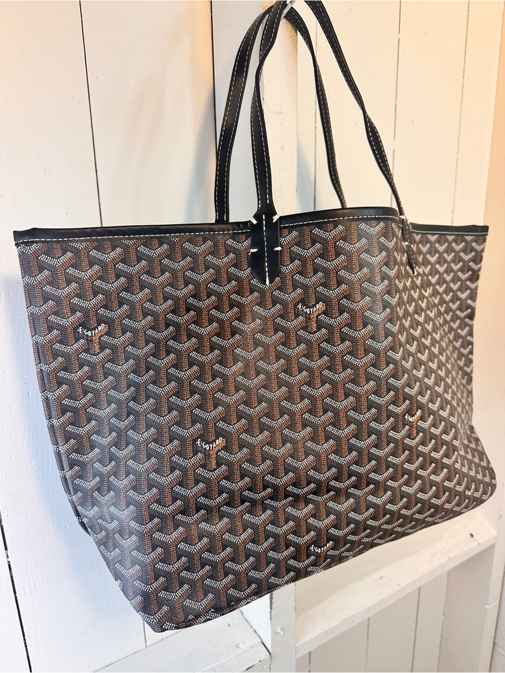 St. Louis Tote Bag Brown Black Beautiful Structured Carryall Fall College - Picture 2 of 10